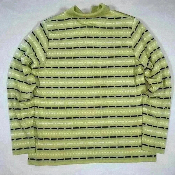 MISOOK Knit Zip Collared Sweater Cardigan Jacket Green Black White Dash Women M - Picture 10 of 10